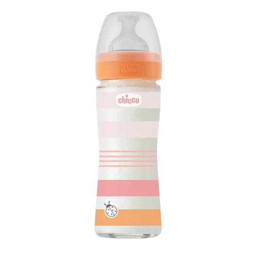Chicco Slow Flow Wellness Bottle, Physio Soft Silicone Teat, Anti-Colic System, Reduces Regurgitation and Irritability, 240ml Glass Bottle, 0+ Months, Pink - Image 5