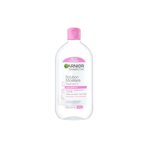 GARNIER Skin Active - All in 1 Micellar Solution - Cleanses, Removes Makeup, Soothes - Micelles and Vegetable Glycerin - Fragrance Free - Vegan & Cruelty Free - Face, Eyes, Lips - Sensitive Skin - 700 - Image 3