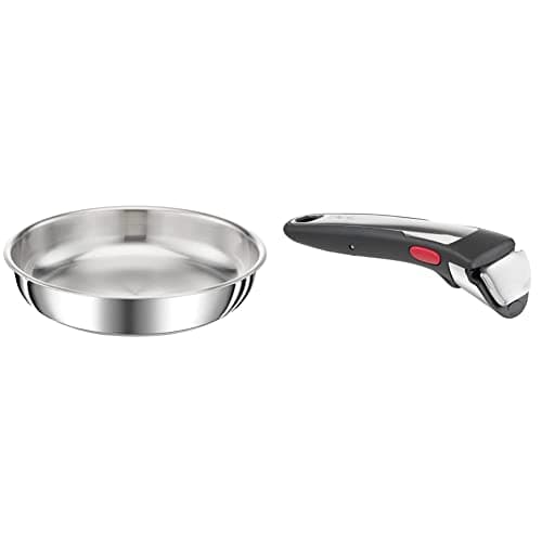 Tefal Ingenio Preference Frying Pan 28 cm, Stackable, Stainless Steel, Induction, Versatility, Space Saving L9720602 & Tefal Ingenio Premium Removable Handle, Black, Bakelite, 4.5 x 0.1 x 17.5 cm - Image 3