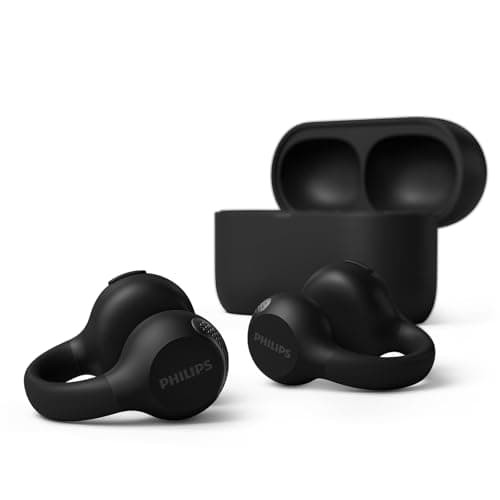 Philips TAQ2000BK True Wireless Earbud Style Headset, Open Ear Design - Multi-Point Bluetooth, 28 Hours Battery Life, Pocket Size Charging Case, Clear Calls - Black - Image 4