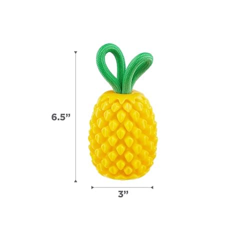 Outward Hound Planet Dog Jouet Dentaire à mâcher en Forme d'ananas et de friandises interactif Durable pour Chien, Jaune - Image 8