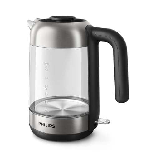 Philips 5000 Series Glass Electric Kettle - 1.7L Capacity, Flat Resistance for Fast Boiling, Anti-Limescale Sieve, 360° Wireless Base, Removable Lid, Blue Indicator Light (HD9339/80) - Image 4