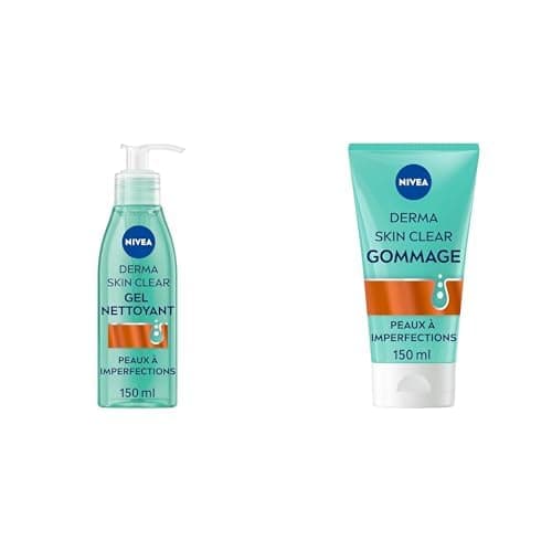 Lot NIVEA Derma Skin Clear Gel nettoyant visage (1 x 150 ml) — Soin nettoyant anti points noirs + Derma Skin Clear Gommage Visage (1 x 150 ml)— Soin visage exfoliant pour peaux à imperfections - Image 2