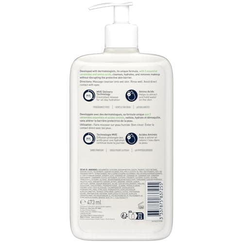 Cerave Moisturizing Foaming Cream Face Cleanser for Normal to Dry Skin 473ml - Image 4