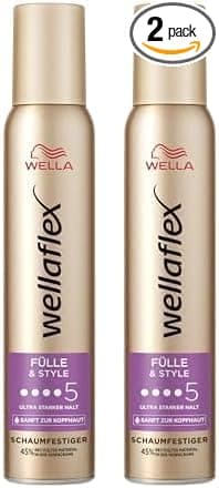 Wellaflex Fülle & Style Styling Mousse for Women, Ultra Strong Hold for Up to 24 Hours, For Full, Voluminous Hair, Gentle on the Scalp, Dermatologically Tested, Silicone-Free, - Image 1