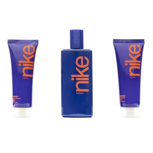 NIKE - Eau de Cologne Indigo 100 ml + Gel Bain 75 ml + Après-Rasage 75 ml, Coffret Homme, Eau de Toilette Naturelle et Masculine, Arôme Boisé Fruité, Parfum Jeune, Captivant et Longue Durée - Image 4
