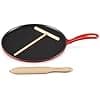 LE CREUSET 20136270600460 Enamelled Cast Iron Crepe Pan with Iron Handle, Wooden Spatula and Rake, 27 cm, 2.15 kg, Cherry - Image 2