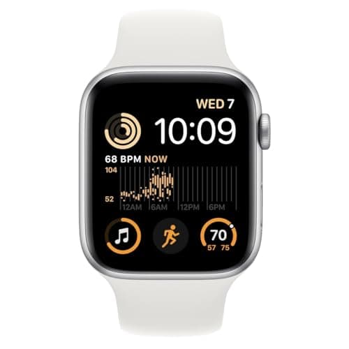 Apple Watch SE (2nd Generation) (GPS, 44mm) Silver Aluminum Case with White Sport Strap - Regular (Refurbished) - Image 3