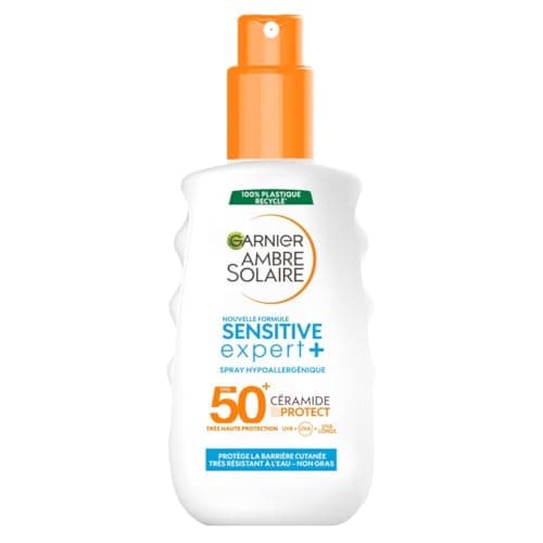 GARNIER Ambre Solaire Sensitive Expert+ - Spray Protection Solaire FPS 50+ - Protège des UVA, UVB Et UVA Longs - Résiste à L'eau - Enrichi en Céramides - Tous Types de Peaux - 150 ml - Image 2