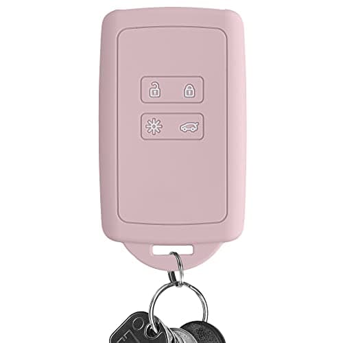 kwmobile Car Key Accessory Compatible with Renault Smart Key 4-Button (Keyless Go Only) – Soft Silicone Case with Key Fob Cap – Matte Antique Pink - Image 4
