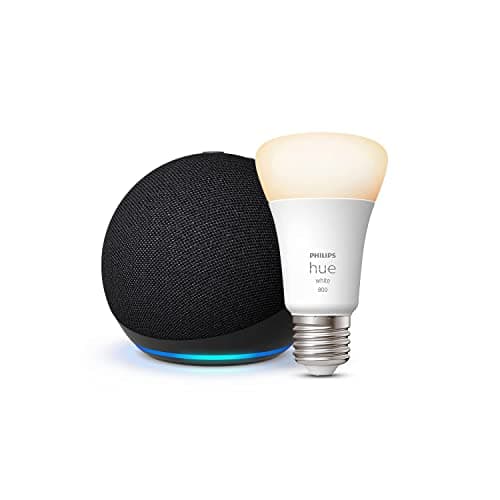 Echo Dot (5e génération) | Anthracite + Philips Hue White ampoule connectée (E27), Fonctionne avec Alexa - Kit de démarrage Maison connectée - Image 3