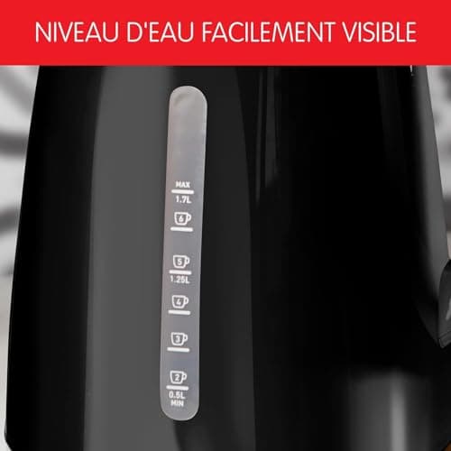 Moulinex Electric Kettle, 1.7 L, Vintage Design, 360° Base, Hinged Lid, Quick Boil, Automatic Shutdown, Water Level, Anti-Limescale Filter, Hidden Resistor, Sun Black BY320B10 - Image 5