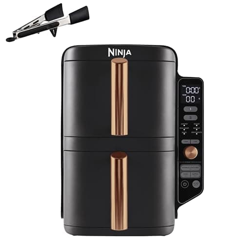 NINJA Double Stack XL Air Fryer 2 Compartments Vertical, Compact, 4 Cooking Levels, 9.5L Capacity, Air Fryer 6-in-1, Removable Non-stick Parts Dishwasher Safe, Black/Copper - Image 3