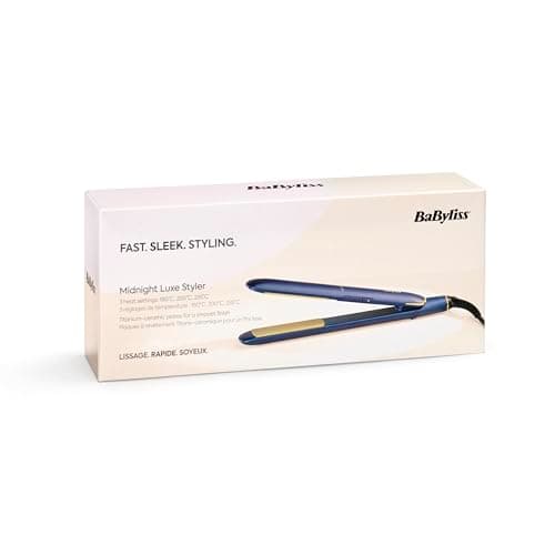BaByliss Lisseur Cheveux Midnight Luxe - Plaques flottantes en Titane-Céramique, Chauffe rapide en 30 Secondes, 3 réglages de température jusqu'à 235°C, Utilisation universelle, 2516PE - Image 8