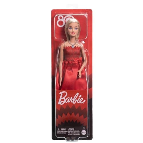 Barbie Mattel 80th Birthday Blonde Doll with Red Dress, Silver Shoes and Necklace, Collectible Toy, JGD25 - Image 8