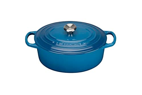 LE CREUSET, Signature Enamelled Cast Iron Casserole Dish with Lid, Ø 25 cm, Oval, Compatible with All Heat Sources (Induction Included), Capacity: 3.2 L, 3.65 kg, Marseille Blue - Image 3