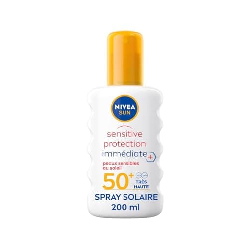 NIVEA SUN Spray solaire Sensitive protection immédiate FPS 50+ (1x200 ml), protection anti UV adaptée aux peaux sensibles, écran solaire texture légère & non grasse - Image 2