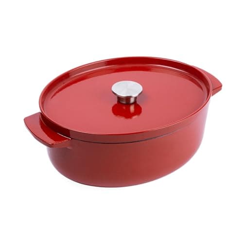 KitchenAid Cast Iron Enamelled Cast Iron Casserole Dish with Lid, Diameter 30 cm, Oval, 5.6L, 6.3 kg, High Quality & Durable, Sear, Frying, PFAS Free, Induction, Ergonomic Handle, Oven at 260°C, - Image 2