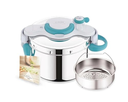 SEB ClipsoMinut' Easy+ 6L, Easy One-Hand Open, Space Saving, Induction Pressure Cooker, Made in France, Stainless Steel Pressure Cooker, Blue P4900716 - Image 3