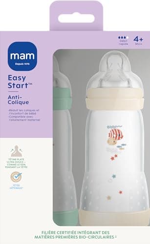 MAM Easy Start/Anti-Colic Bottle "Classic" 320 ml Mint + Cotton Teat Flow 3 x 2 - Image 4