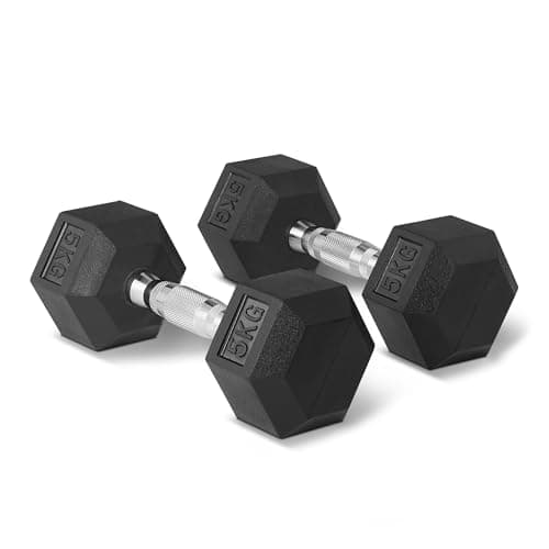 Amazon Basics Rubber Encased Hex Dumbbell Weights Set - Image 3