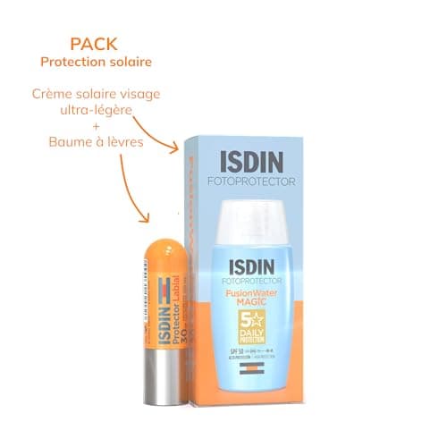 ISDIN Fotoprotector Pack Fusion Water MAGIC Face Cream SPF 50 (50 ml) + Lip Protection Stick SPF 30 (4 g) - Image 3