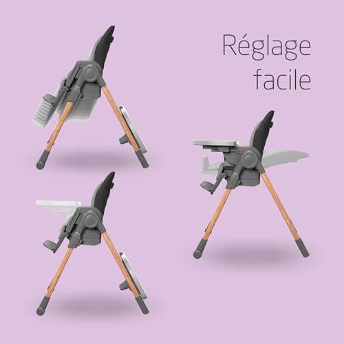 Maxi-Cosi Minla Baby Highchair, 0 - 14 years, 60 kg max, Baby Highchair, 9 Adjustable Heights, 5 Different Tilts, 4 Tray Positions, Compact Folding, Essential Graphite - Image 3