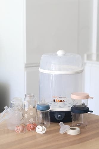 BÉABA, Steriliser Bottles 2 in 1, Scalable, Electric Steam, 2 in 1, 2 Compartments, Up to 8 Bottles & Accessories, Ultra Fast, Timer, Steril'Express, Night Blue - Image 7