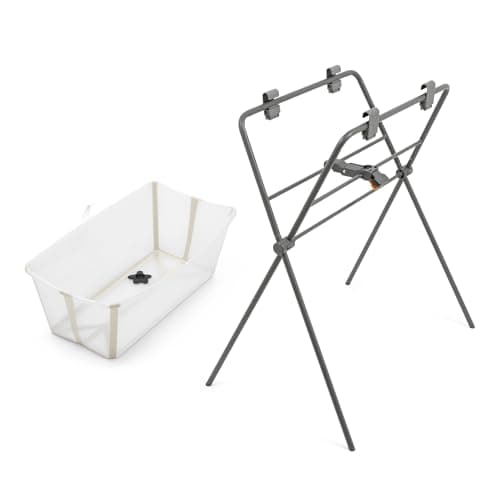 Stokke Flexi Bath (Sand Beige) + Flexi Bath Stand - Baby Bath Tub up to 10 kg - Foldable, Durable and Easy to Store - Convenient to Use at Home or Travel - Image 2