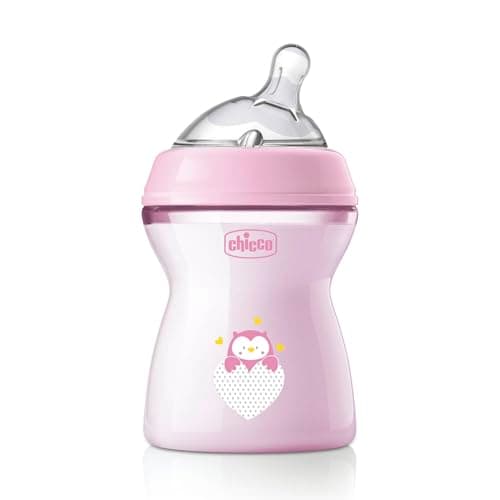 Chicco Natural Feeling 2M Plus Anti-Colic Bottle 250 ml with Silicone Teat – Medium Flow – Pink - Image 2
