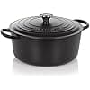 Le Creuset 21177280000430 Signature Enamelled Cast Iron Casserole Dish with Lid, 28 cm, Round, 6.7 L, 6.1 kg, Matte Black, 21177280000430 - Image 2