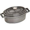 STAUB Enamelled Cast Iron Mini Casserole Dish with Lid, Suitable for All Heat Sources Including Induction, Oval, 11 cm, 0.25 L, 1 kg, Graphite Grey - Image 2