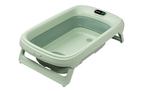 Maxi-Cosi Indigo Foldable Baby Bath, 0-4 Years, Spacious Children's Bath, Built-in HighSense Thermometer, Non-Slip, Retractable Hanging Hook, Flat Folding, Sage Green - Image 2