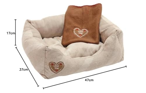 Kerbl Dog and Cat Cuddly Bed Love You 47 x 37 cm Beige - Image 6