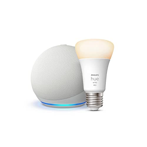 Echo Dot (5e génération) | Blanc + Philips Hue White ampoule connectée (E27), Fonctionne avec Alexa - Kit de démarrage Maison connectée - Image 3