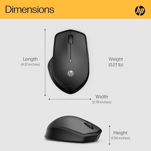 HP - PC Silent 280M Wireless Mouse, Blue LED Technology, Noise Reduction up to 90%, 3 Buttons and Sliding Wheel, Ergonomic Design, Nano Receiver Included, Modern Design, Blue - Image 5