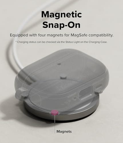 Ringke Case Compatible AirPods Pro 3 Magnetic Case [Onyx Magnetic] Anti-slip and Shockproof, Ultra Thin Soft Protection with Durable Bumper and Chrome Carabiner - Warm Gray - Image 4