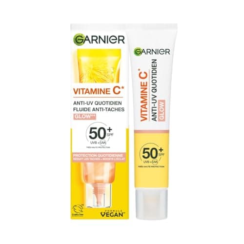Garnier SkinActive - Fluide Anti-Taches & Anti-UV Quotidien - Glow - SPF 50+ - Protège, Réduit les Taches & Booste l'Éclat - Soin Visage Enrichi en Vitamine C - Tous Types de Peau - 40 ml - Image 2