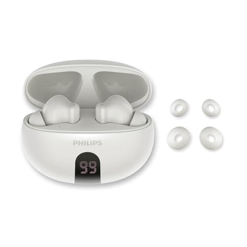 Philips TAT2520WT True Wireless Bluetooth Noise Cancelling Earphones - Small Earbuds, Natural Sound, Dynamic Bass Function - Pocket Charging Box, Clear Calls - White - Image 3