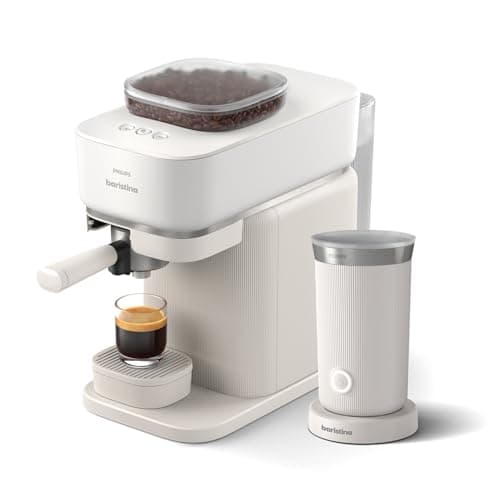 Philips Baristina Espresso Machine, Milk Frother Included, Real Espresso, Made Easy, 16 Bar Pressure, Built-in Grinder, White Machine with White Filter Holder (BAR303/00) - Image 3