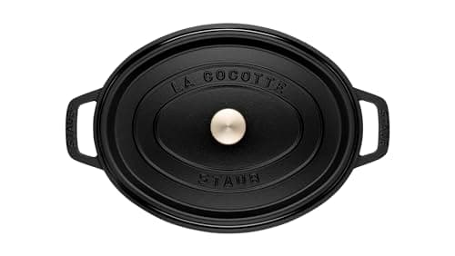 STAUB Enamelled Cast Iron Casserole Dish with Lid, Suitable for All Heat Sources Including Induction, 1 to 2 People, Oval, 17 cm, 1 L, 2.4 kg, Matte Black - Image 5
