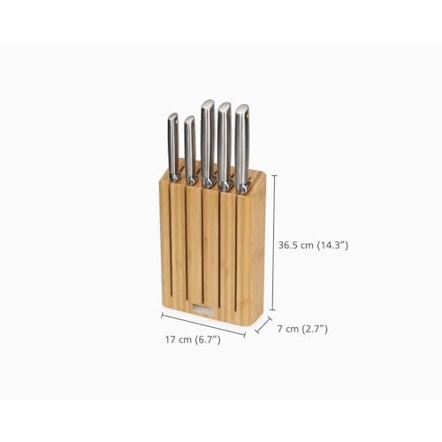 Joseph Joseph Elevate 5 Piece Professional Kitchen Knife Set, Japanese Stainless Steel with Wooden Storage Block, Chef's Knife, Bread, Santoku - Image 7