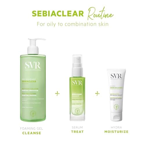 SVR - Sebiaclear Gel Moussant - Nettoyant purifiant anti-imperfections - Pour peaux mixtes à grasses, sensibles et à tendance acnéique - Gluconolactone4%, acide salicylique 0,5% - 400 ml - Image 8