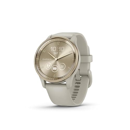 Garmin vívomove Trend – Hybrid Smartwatch – Cream Gold with Linen Strap - Image 2