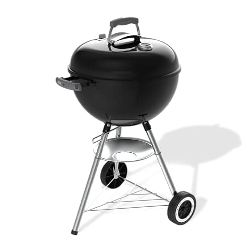 Weber Original Kettle Charcoal Barbecue Kettle with Enamelled Steel Lid and Bowl 47 cm Grill, One-Touch Cleaning System, Built-in Thermometer, Tripod with Wheels, Black - Image 2