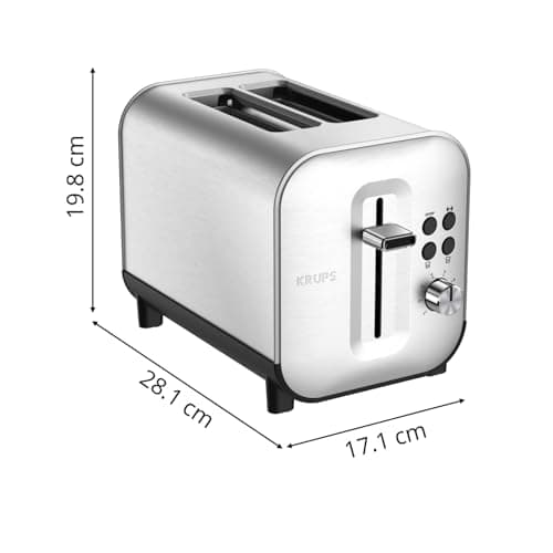 Krups Toaster with 2 wide slots, premium brushed stainless steel, 8 temperature settings, Extra-high lift, Crumb tray tray, Excellence KH682D10 - Image 3