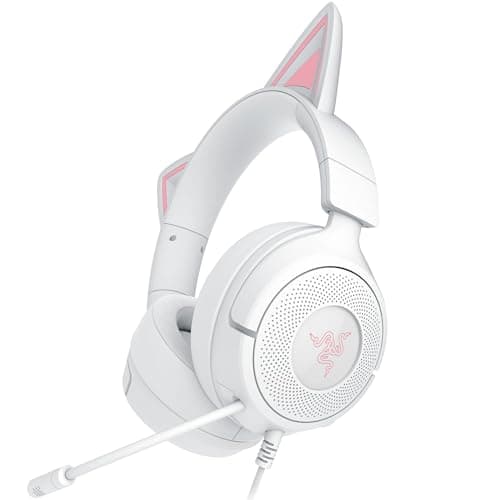 Razer Kraken Kitty V3 X - Kitty Wired Gaming Headset - Iconic Kitty Ears - Lightweight 270g - HyperClear Cardioid Mic - 40mm Triforce Speakers - 3.5mm Jack | White - Image 2