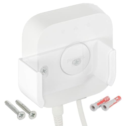 Wall mount for Philips Hue Bridge V2.1 - white - Sturdy bracket with secure hold to insert - Free cable management - Mounting material included - Space-saving wall mounting - Image 2