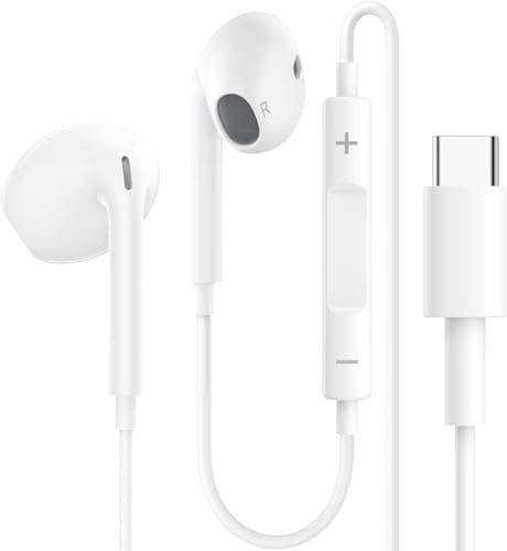 Wired Earphones USB-C for iPhone 17/16/15 Hi-FI Stereo Typ-C In-Ear Earphones with Microphone and Volume Control for Apple 17/16/15, Samsung S24/S23, iPad - White - Image 3
