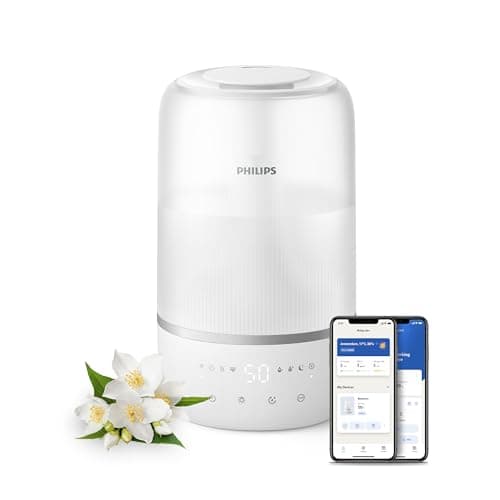 Philips Smart Humidifier - Compact but powerful with Sky High Mist, up to 32 hours of battery life, quiet with sleep setting and night light, for up to 38 m² (HU1509/00) - Image 3
